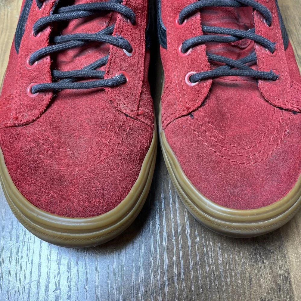 Vans Kids 6.5 Red Sk8-Hi Sneakers Skate Shoes Checkerboard Suede Gum Sole